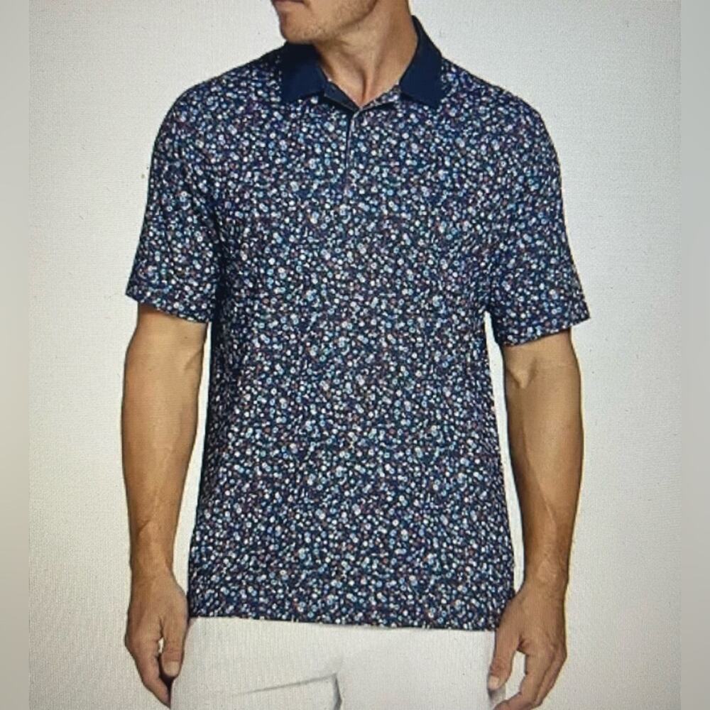 NWTS Men’s Walter Hagen Performance 11 Polo size Large ;Blue Multi-3 BTN placket